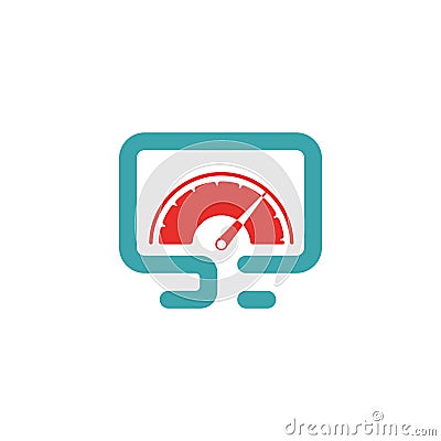 Vector illustration of PC and ful power icon. Vector Illustration