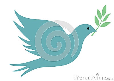 Vector Peace Dove with Olive Branch. Vector Illustration