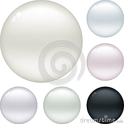 Pearl icon in six different colors. Isolated on white. Vector Illustration