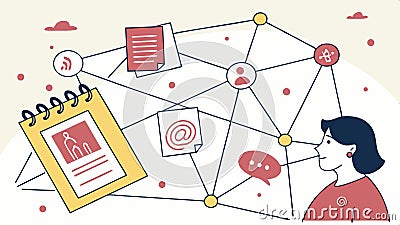 Person presenting network graph, business connections vector design Generative AI Vector Illustration