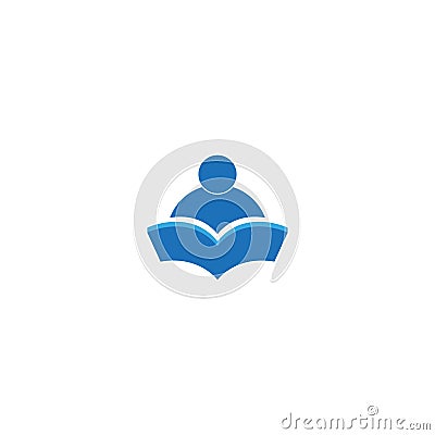 vector illustration of a person reading a book for a symbol or logo Vector Illustration