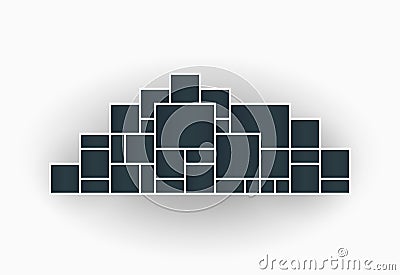 Vector illustration of photo collage frames for presentations, photo montage in the shape of a city. Template. The object on an Vector Illustration