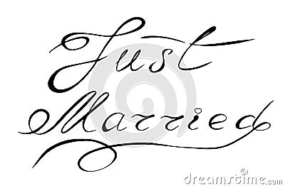 Vector illustration, phrase, lettering. Newlyweds, wedding phrase. Hand-drawn. Vector Illustration