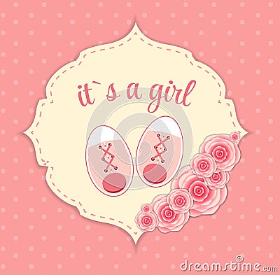 Vector Illustration of Pink Baby Shoes for Newborn Vector Illustration