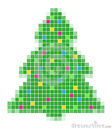 Pixel Christmas tree Vector Illustration