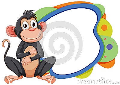 A playful monkey and abstract frame Vector Illustration