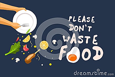 Please don`t waste food Vector Illustration