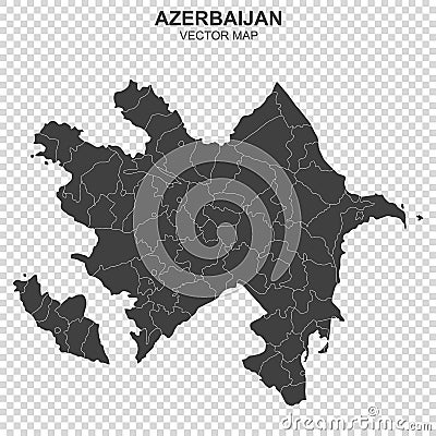 Political map of Azerbaijan isolated on transparent background Vector Illustration