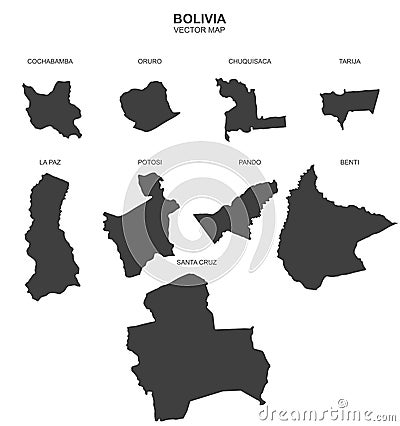 Political map of Bolivia isolated on transparent background Vector Illustration