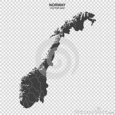 Political map of Norway isolated on transparent background Vector Illustration