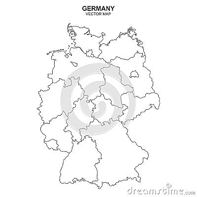 Political map of Germany isolated on white background Vector Illustration