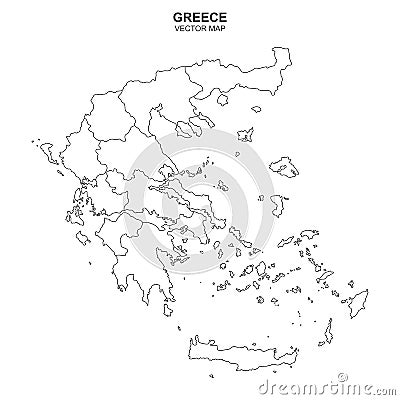 Political map of Greece isolated on white background Vector Illustration