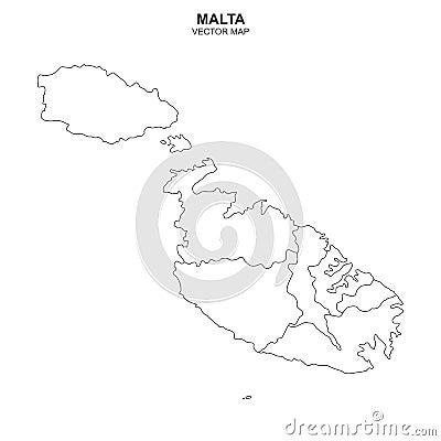 Political map of Malta isolated on white background Vector Illustration