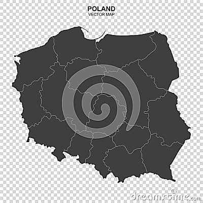 Political map of Poland isolated on transparent background Vector Illustration