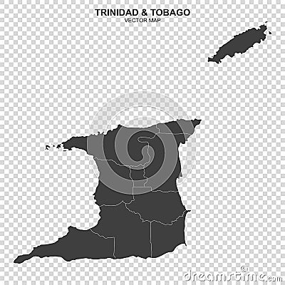 Political map of Trinidad & Tobago isolated on transparent background Vector Illustration