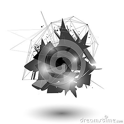 Vector Illustration.Polygon Geometry Background. Abstract Polygonal Geometric Shape.explosion. dimensional technology element with Stock Photo