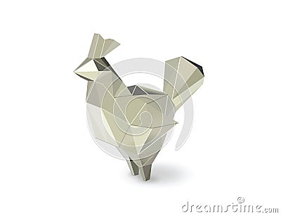 Vector illustration of polygonal silver rooster figure, low poly animal Vector Illustration