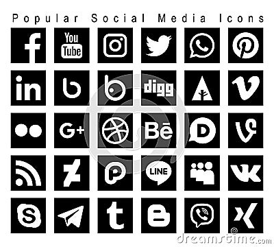 Popular social media icons Vector Illustration