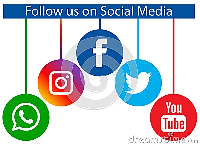 Follow us on social media Vector Illustration