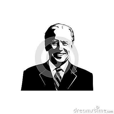 A vector illustration portrait of President Joe Biden on white background. flip-flop style Vector Illustration