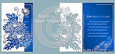 Vector illustration Postcard. Invitation and greeting card. Pattern for the laser cut. flower white. flower, leaf, chrysanthemum Vector Illustration