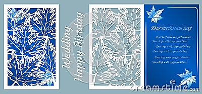 Vector illustration Postcard. Invitation and greeting card. Pattern for the laser cut. maple leaf framed Vector Illustration