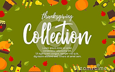 Poster with thanksgiving icons Vector Illustration