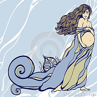 Vector illustration of Pregnant woman`s silhouette Cartoon Illustration