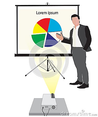 Vector illustration presentation in front of the projector screen Vector Illustration