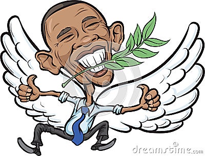Vector illustration of President Obama as a Dove of Peace Vector Illustration
