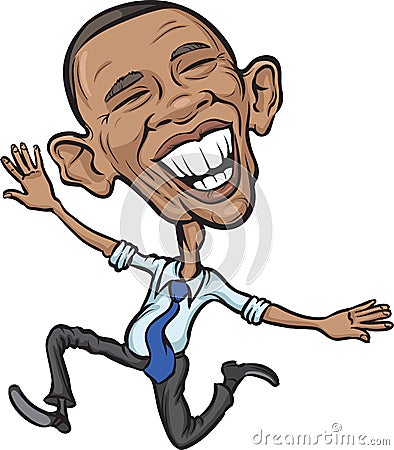 Vector illustration of President Obama jumping Vector Illustration