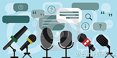 Press conference microphones Vector Illustration