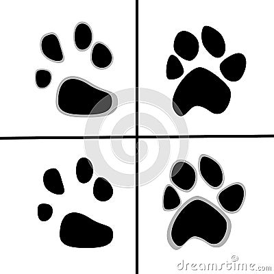 Vector illustration of prints of animal paws, flat style Cartoon Illustration