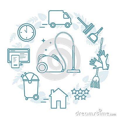 Make an order Cleaning service Household Vacuum Vector Illustration