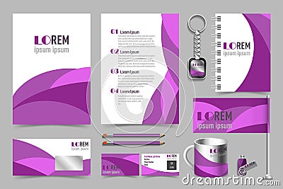 Vector Illustration of Professional Universal Branding Design Kit in Purple Colors Vector Illustration