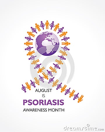 Psoriasis Awareness Month observed in AUGUST Vector Illustration
