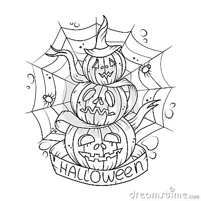 Vector illustration with pumpkins . For Halloween decorations. Vector Illustration