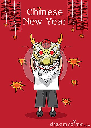 Vector illustration of puppet dragon hinese New Year Vector Illustration