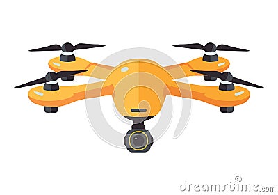 Vector illustration of quadcopter aerial drone with camera for photography, video surveillance or delivery isolated on white Vector Illustration