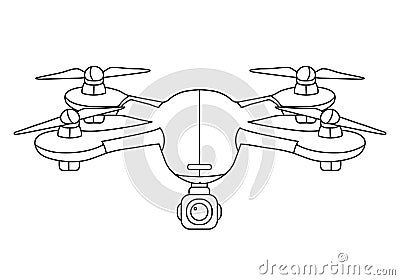 Vector illustration of quadcopter aerial drone with camera for photography, video surveillance or delivery isolated on white Vector Illustration