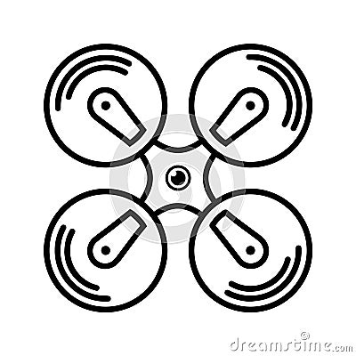 Vector illustration. Quadcopter and flying drone icons on white background. Vector Illustration