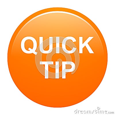 Quick tip orange round button help and suggestion concept Cartoon Illustration