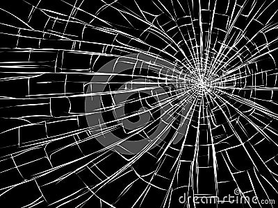 Radial cracks on broken glass. Vector Illustration