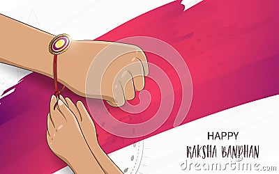 Vector Illustration of Raksha Bandhan. Brother and Sister tying Rakhi on Raksha Bandhan Vector Illustration