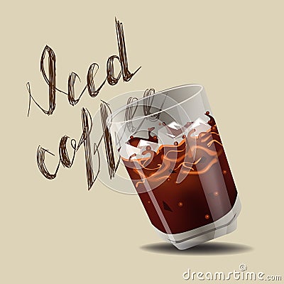 Iced coffee realism style vector illustration Vector Illustration