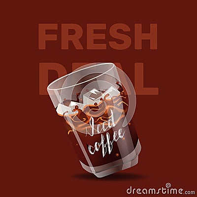 Iced coffee realism style vector illustration Vector Illustration