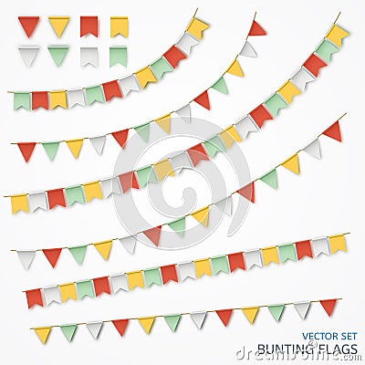 Vector illustration of a realistic garland of colorful flags. Vector Illustration