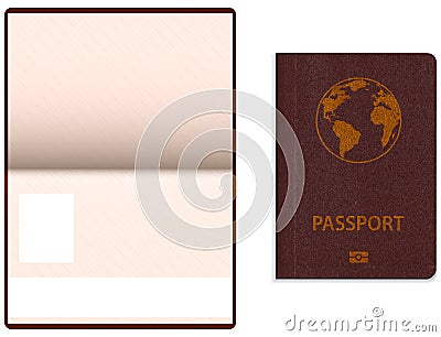 Realistic international passport. Vector Illustration