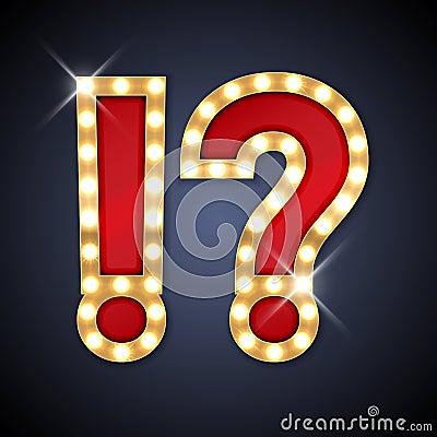 Vector illustration of realistic retro signboard question and exclamation mark Cartoon Illustration