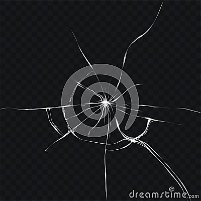 Vector illustration in realistic style of broken, cracked glass Vector Illustration